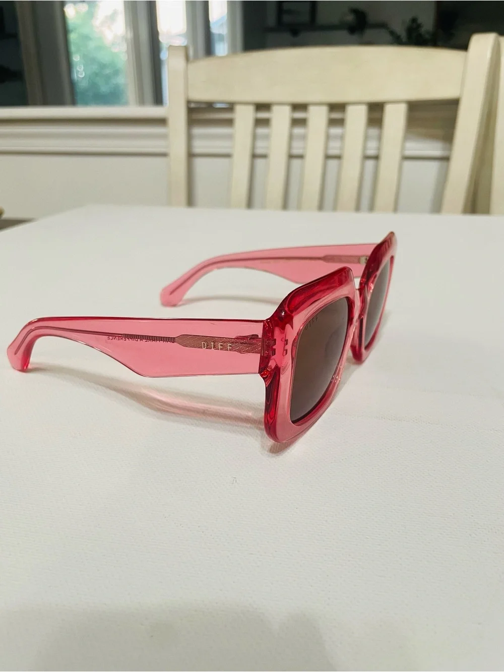 DIFF Giada Candy Pink Polarized Oversized Square Sunglasses